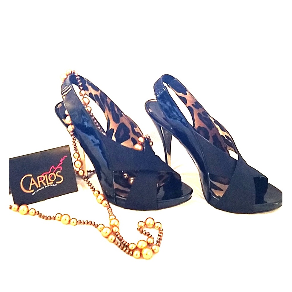 5" Open Toe Patent Leather Heels Sz 8.5 by Carlos